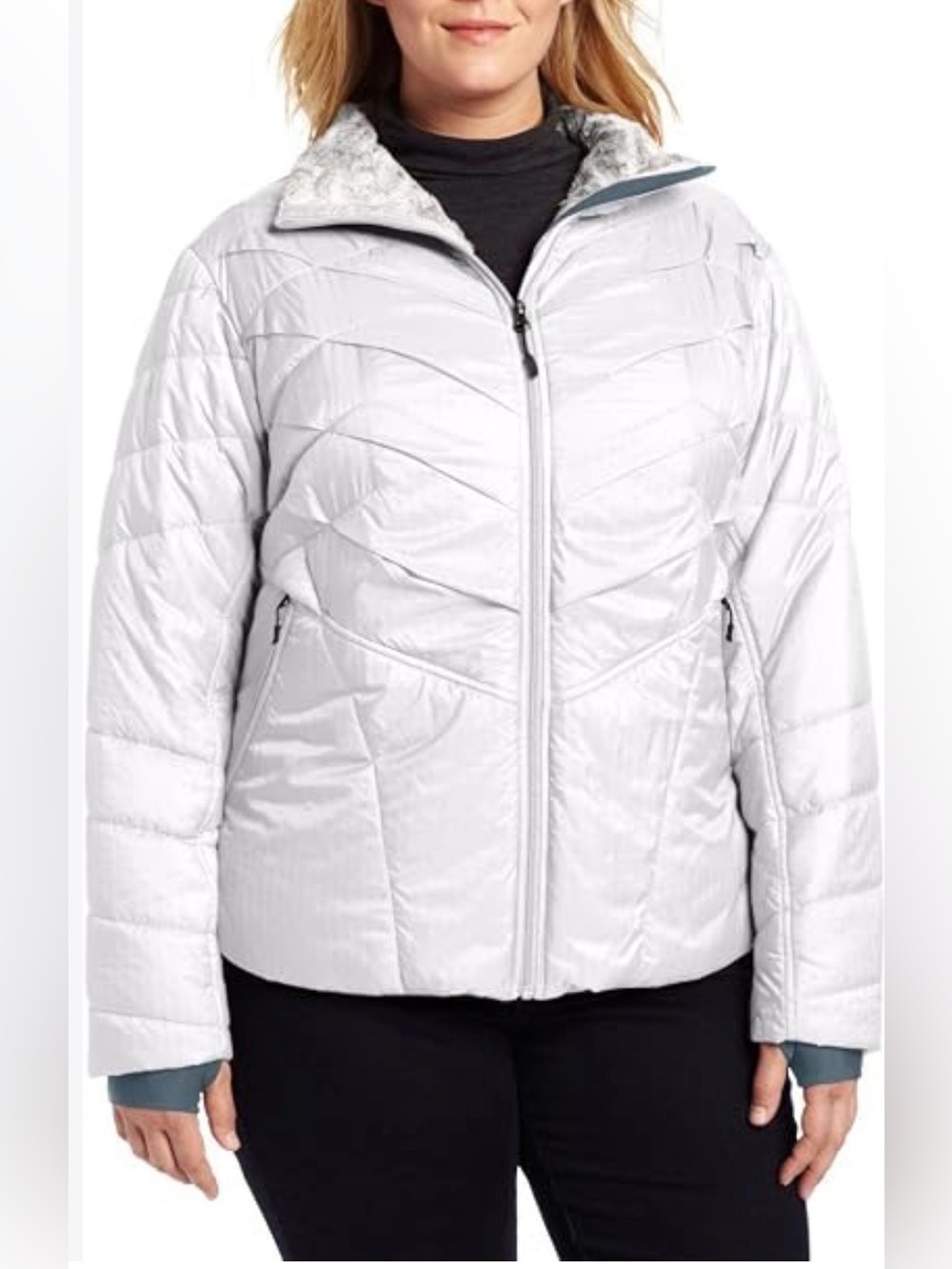 Columbia Women's Kaleidaslope II Puffer Jacket Sz Lg Lightweight White OmniHeat